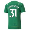 Maglia da Calcio Portiere Manchester City Ederson 31 Trasferta 2021-22 per Uomo